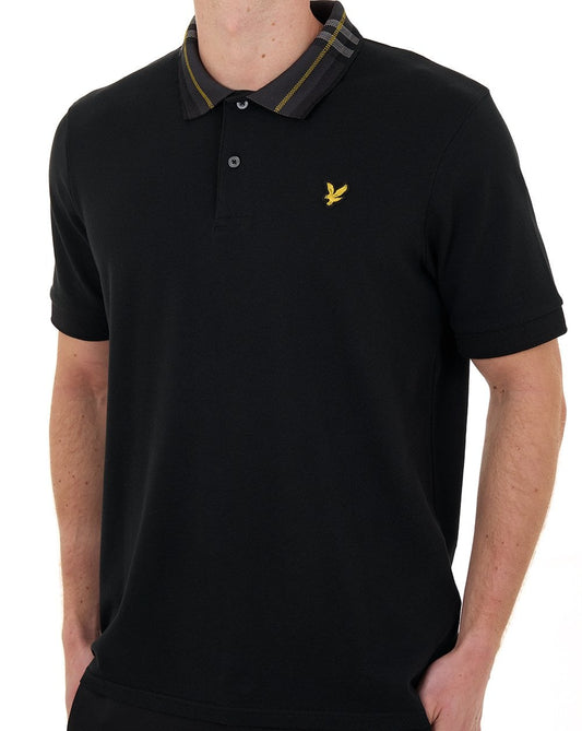 Lyle And Scott Lyle & Scott Poloshirt mit Tartankragen, Tiefschwarz