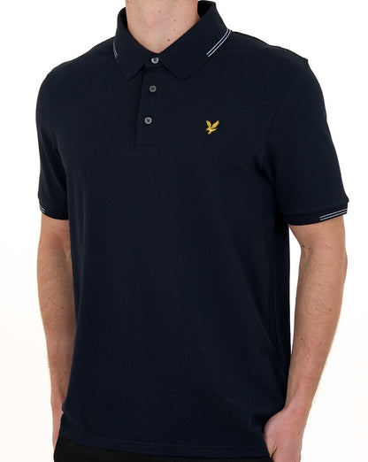 Lyle & Scott Poloshirt mit feinen Farbtupfern, Dunkelblau