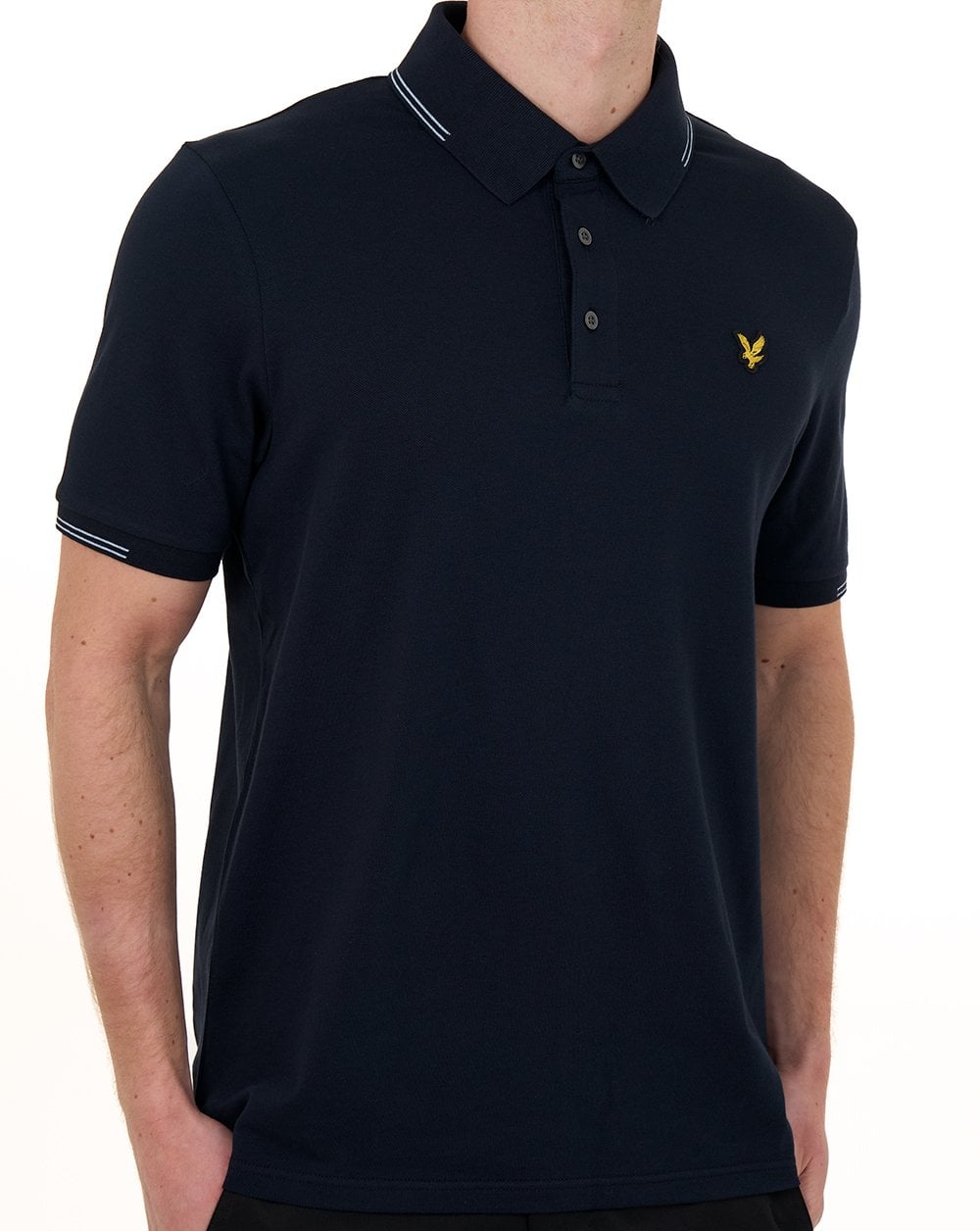Lyle & Scott Poloshirt mit feinen Farbtupfern, Dunkelblau