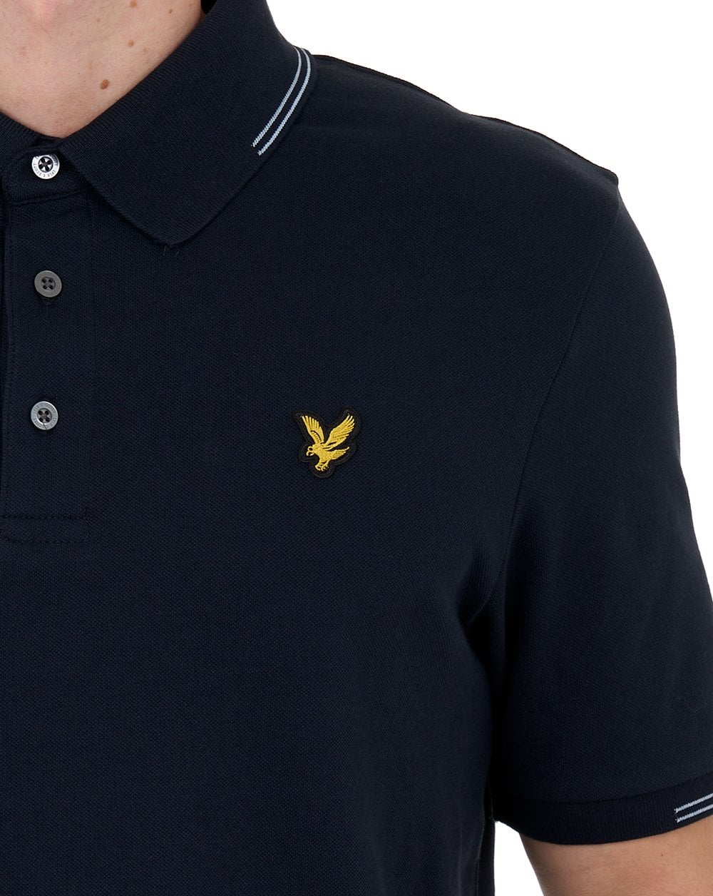 Lyle & Scott Poloshirt mit feinen Farbtupfern, Dunkelblau