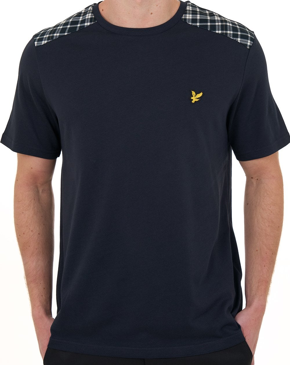 Lyle & Scott kariertes T-Shirt, Dunkelblau