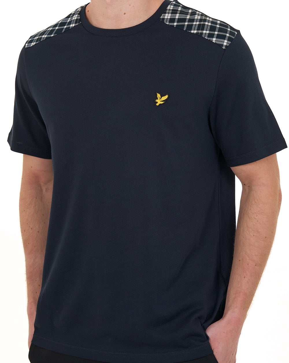 Lyle & Scott kariertes T-Shirt, Dunkelblau