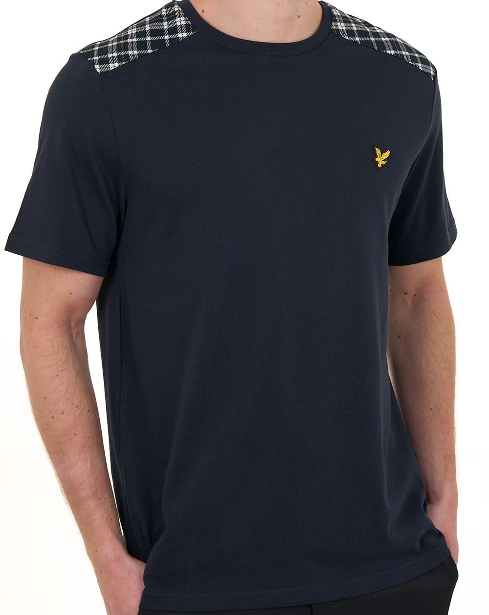 Lyle & Scott kariertes T-Shirt, Dunkelblau