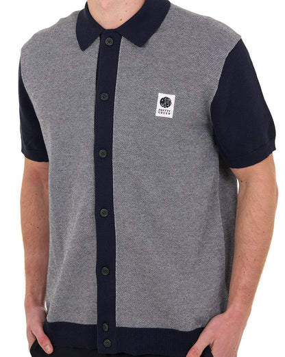 Hübsches grünes Roxy-Strickshirt mit kurzen Ärmeln, Grau/Marineblau