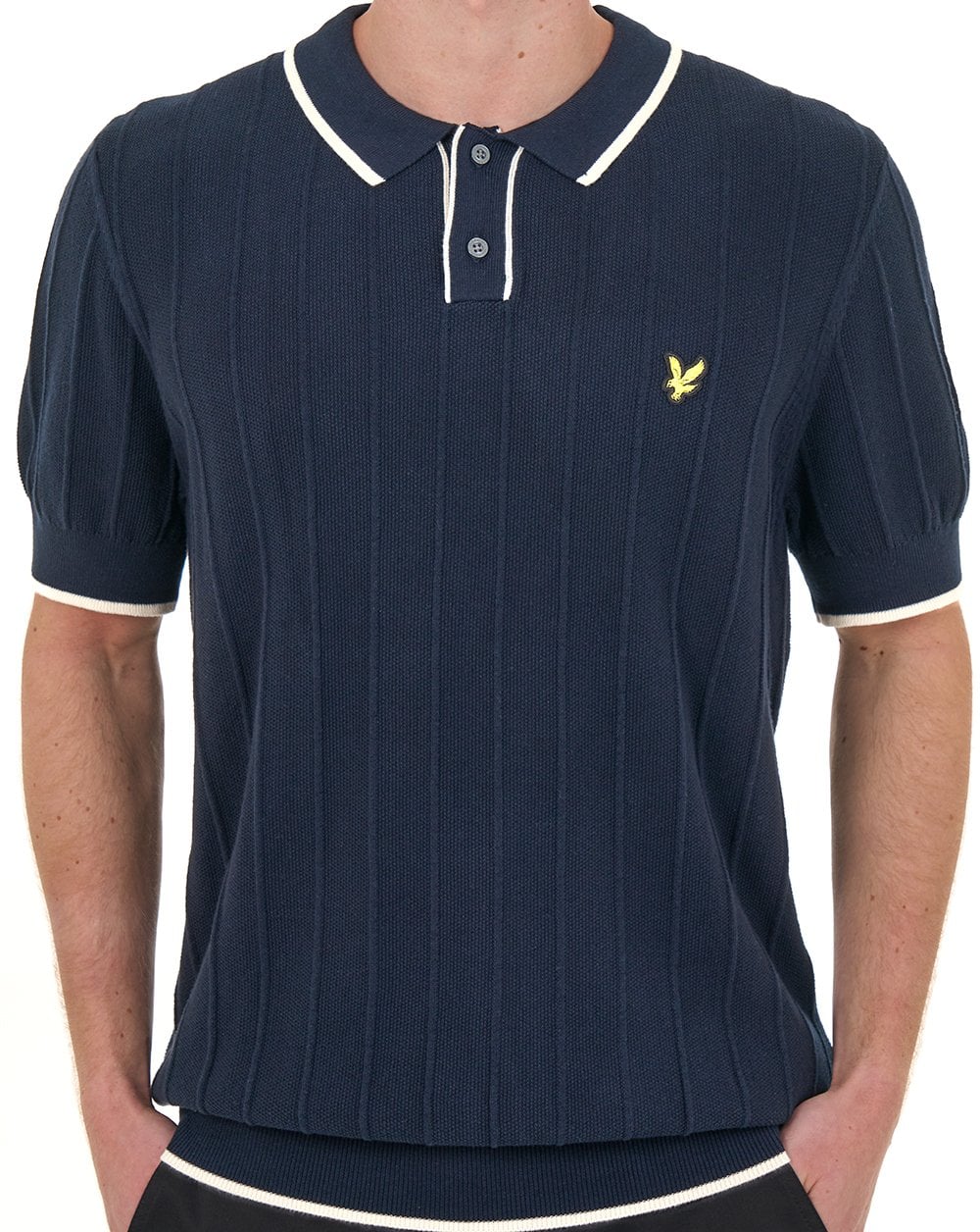 Lyle & Scott Polo-Polo mit Piqué-Strickdetails, Dunkelblau