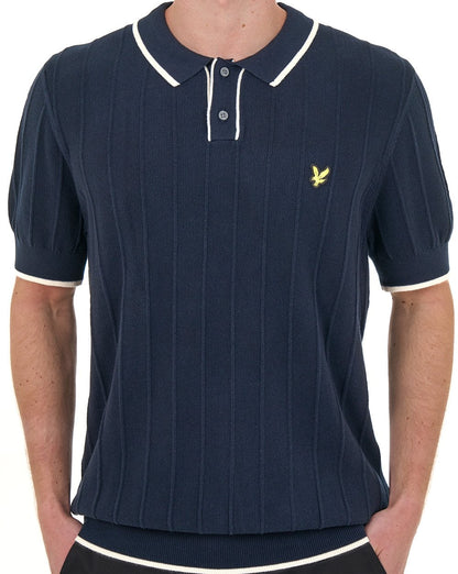 Lyle & Scott Polo-Polo mit Piqué-Strickdetails, Dunkelblau