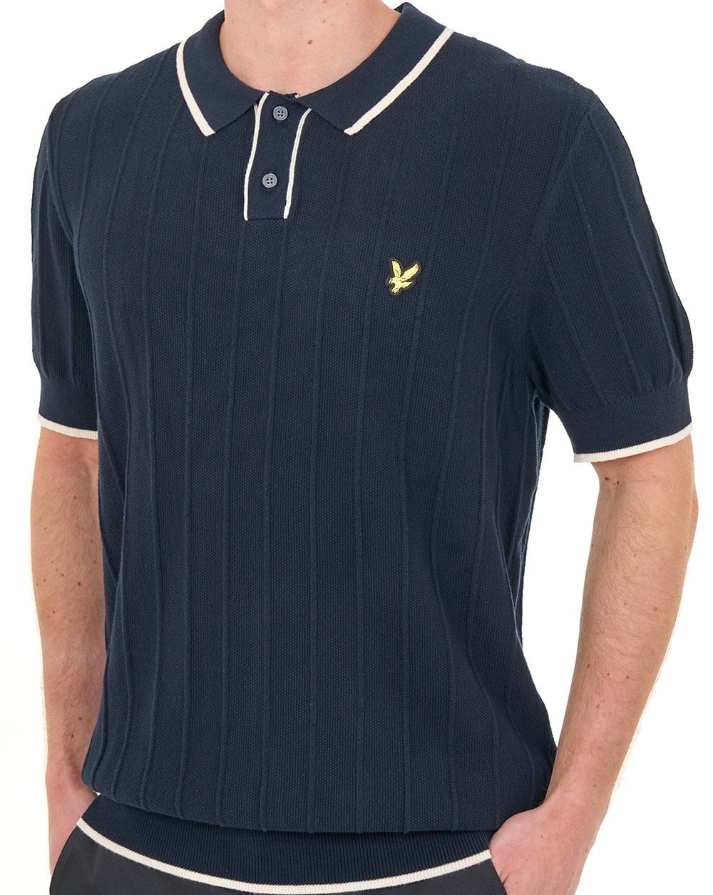 Lyle & Scott Polo-Polo mit Piqué-Strickdetails, Dunkelblau