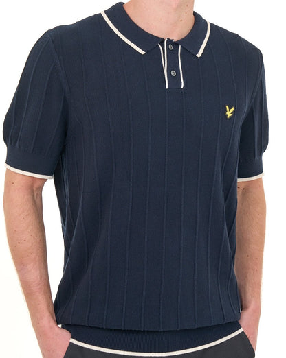 Lyle & Scott Polo-Polo mit Piqué-Strickdetails, Dunkelblau