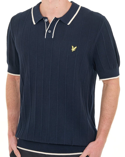 Lyle & Scott Polo-Polo mit Piqué-Strickdetails, Dunkelblau