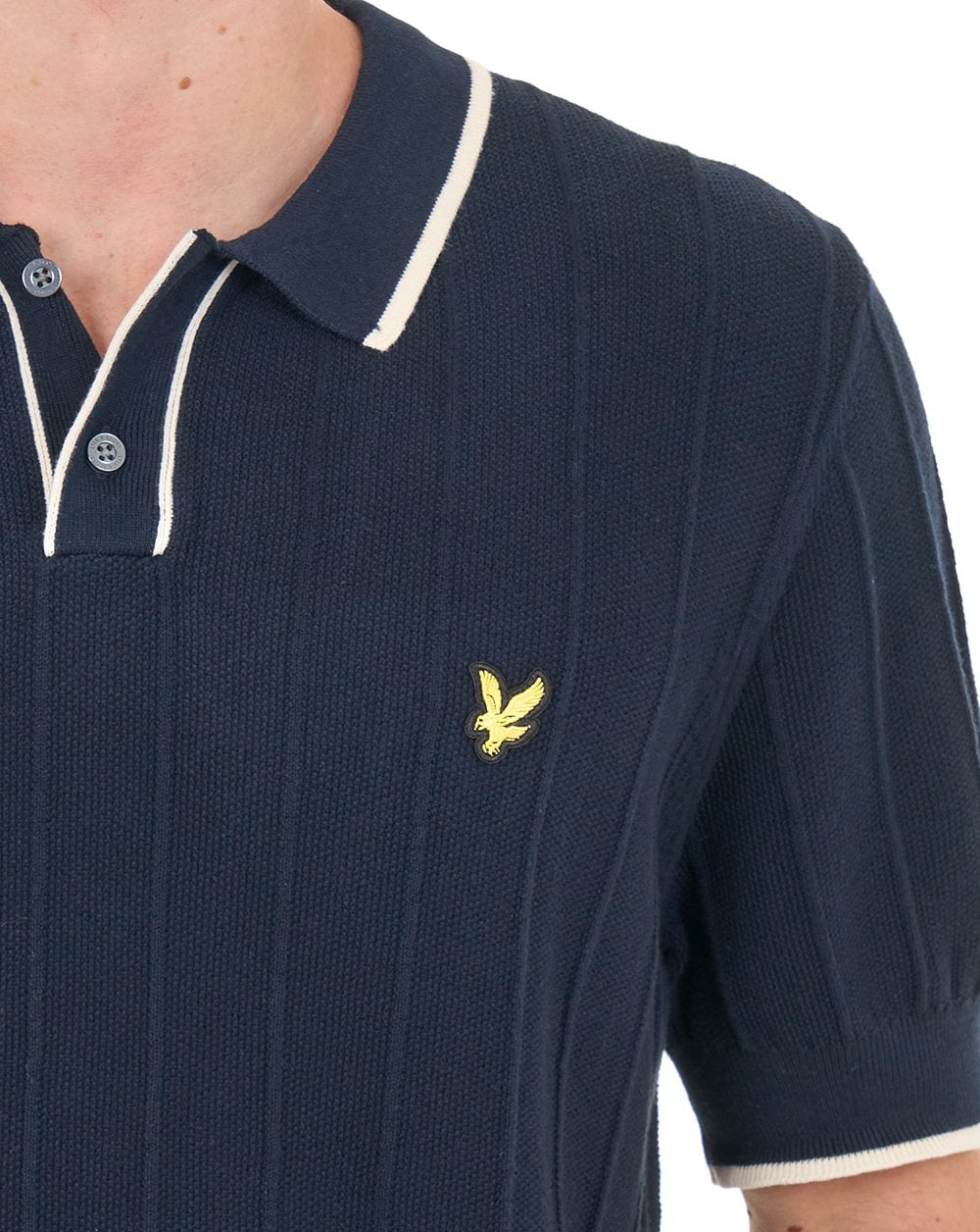 Lyle & Scott Polo-Polo mit Piqué-Strickdetails, Dunkelblau