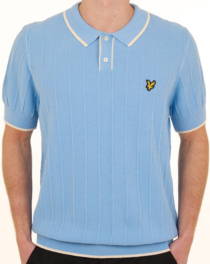 Lyle & Scott Polo-Polo mit Piqué-Strickstoff, Kreideblau
