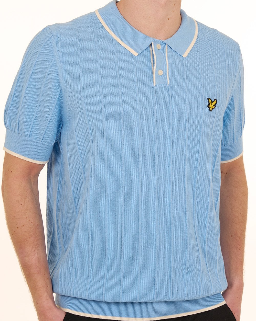 Lyle & Scott Polo-Polo mit Piqué-Strickstoff, Kreideblau