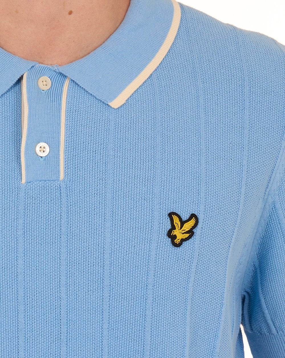 Lyle & Scott Polo-Polo mit Piqué-Strickstoff, Kreideblau