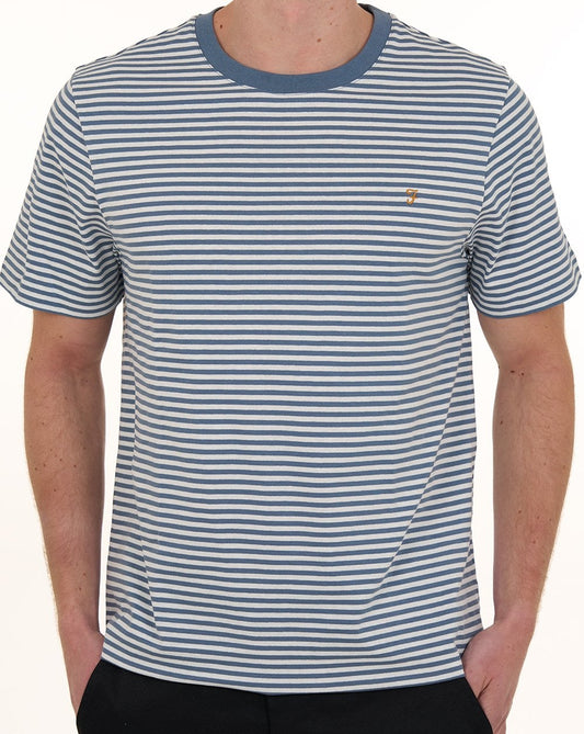 Farah Castle gestreiftes T-Shirt Blue Tide