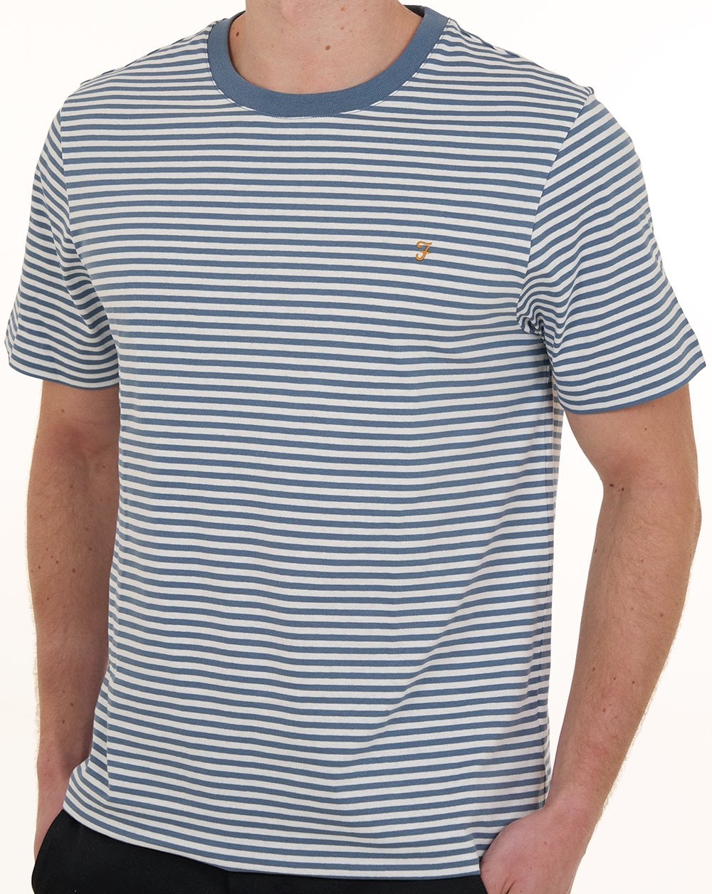 Farah Castle gestreiftes T-Shirt Blue Tide