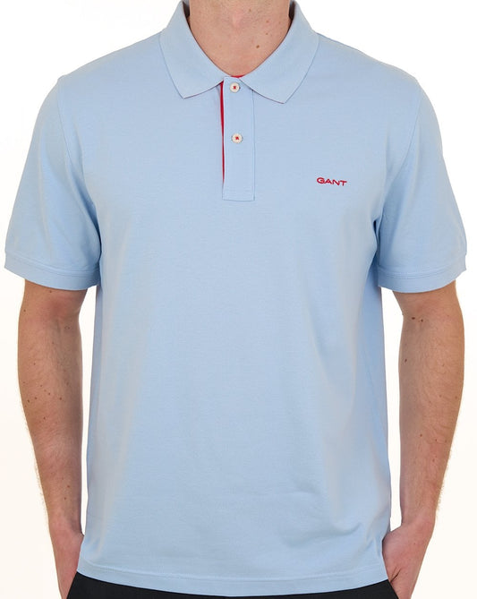 Gant Poloshirt mit Kontrastkragen, Frischblau