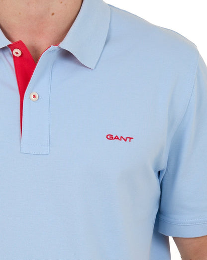 Gant Poloshirt mit Kontrastkragen, Frischblau