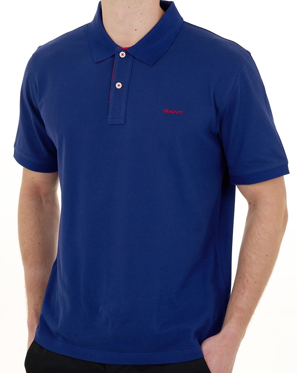 Gant Polohemd mit Kontrastkragen, Dunkelblau