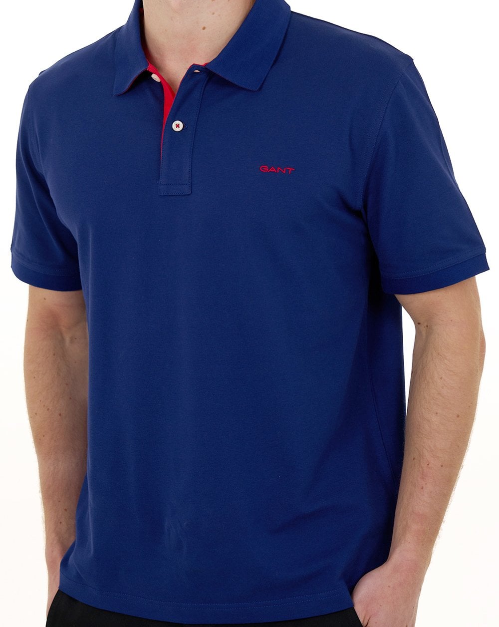 Gant Polohemd mit Kontrastkragen, Dunkelblau