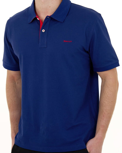 Gant Polohemd mit Kontrastkragen, Dunkelblau