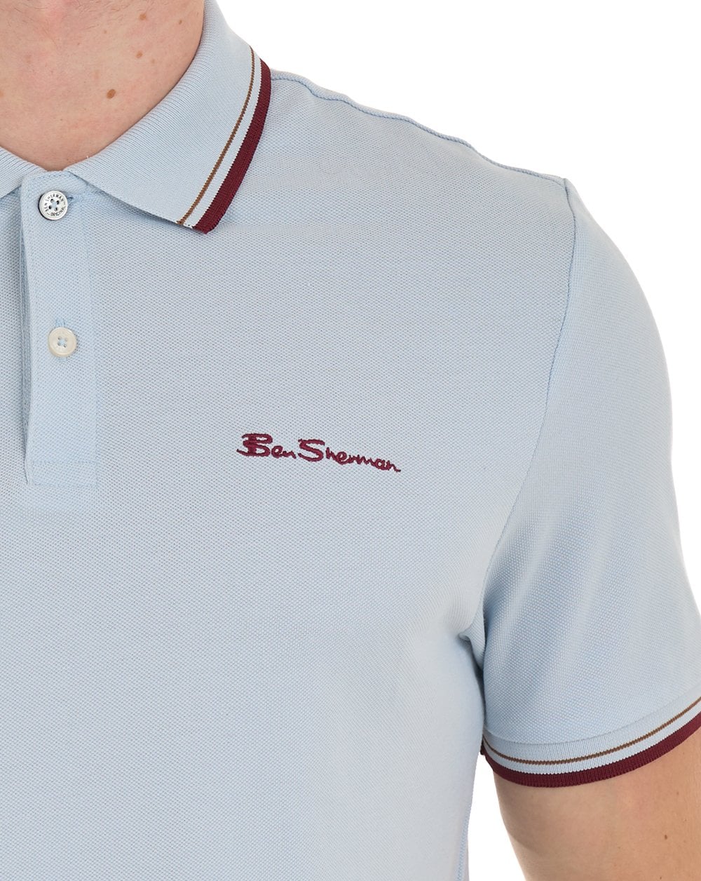 Ben Sherman Signature Piqué Polo-Polo, Puderblau