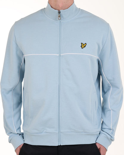 Lyle & Scott Trainingsjacke mit durchgehendem Reißverschluss und Paspelierung, Opalblau