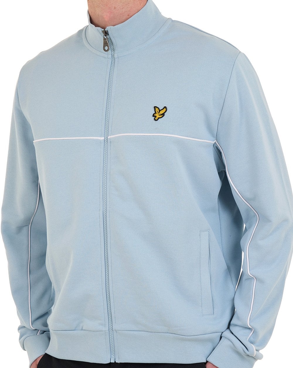 Lyle & Scott Trainingsjacke mit durchgehendem Reißverschluss und Paspelierung, Opalblau