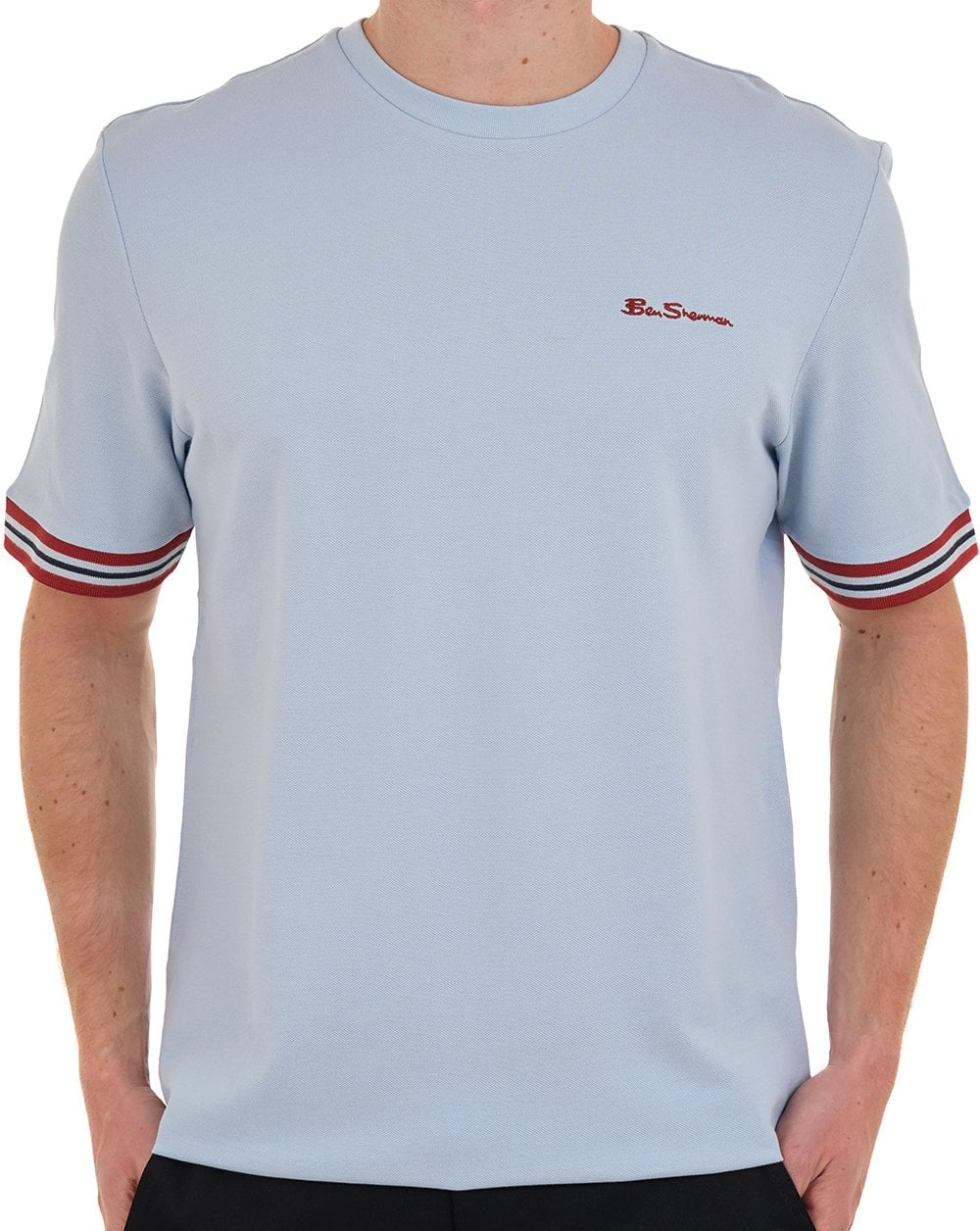 Ben Sherman Piqué-T-Shirt, Puderblau