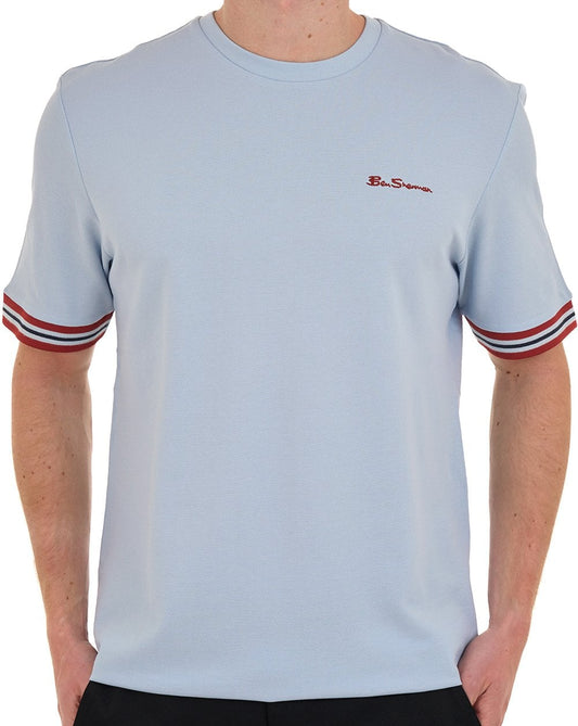 Ben Sherman Piqué-T-Shirt, Puderblau