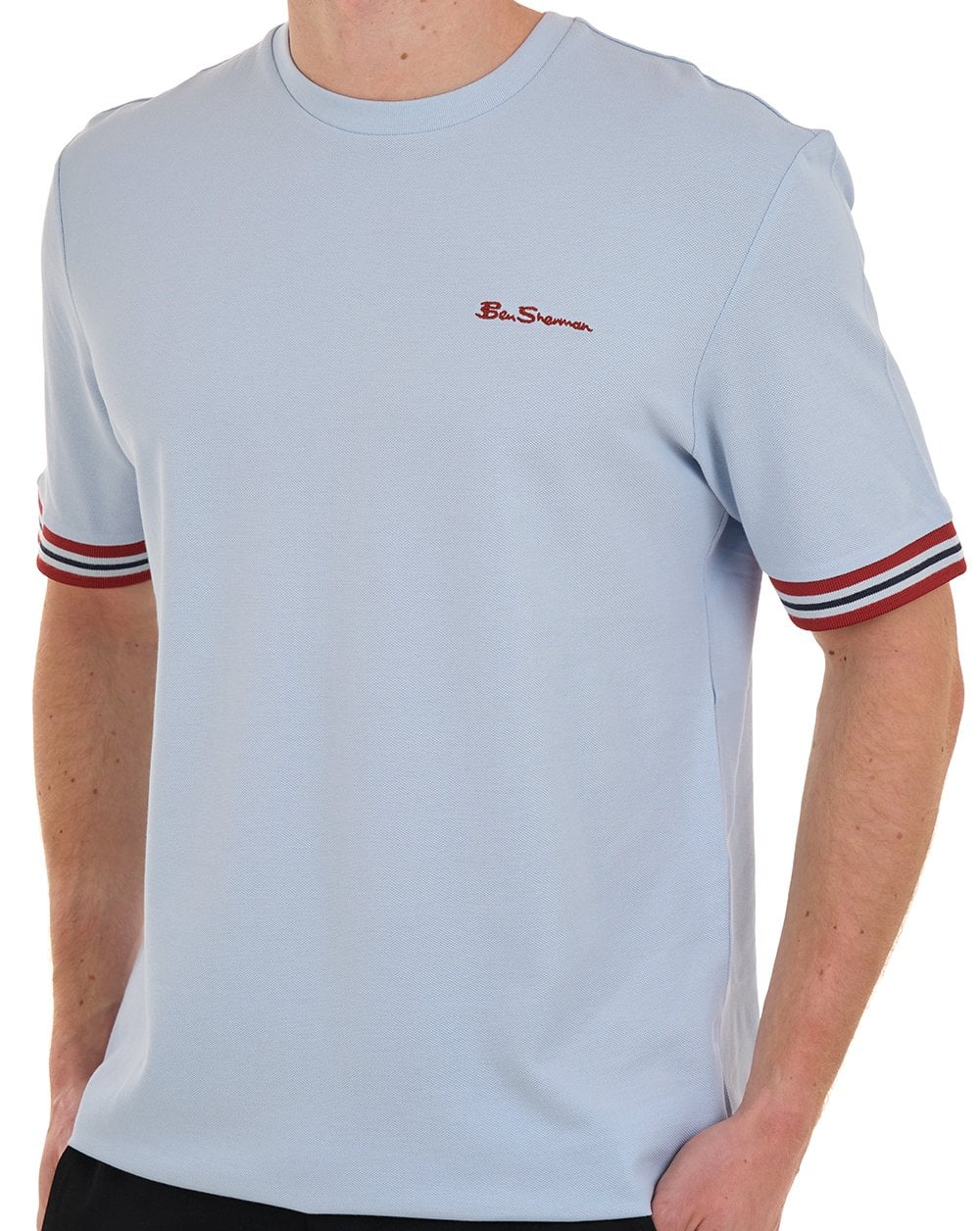 Ben Sherman Piqué-T-Shirt, Puderblau
