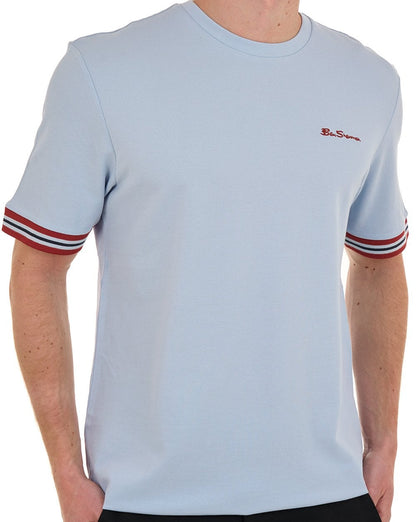 Ben Sherman Piqué-T-Shirt, Puderblau