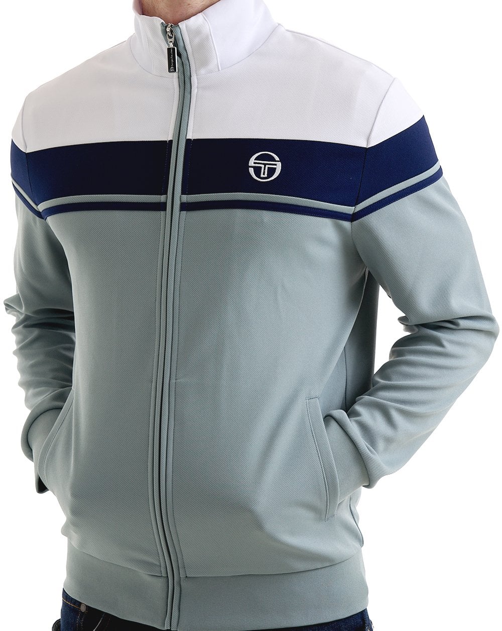 Sergio Tacchini Masters Trainingsjacke Weiß Blau-Grau