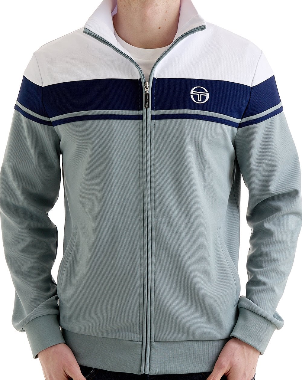 Sergio Tacchini Masters Trainingsjacke Weiß Blau-Grau