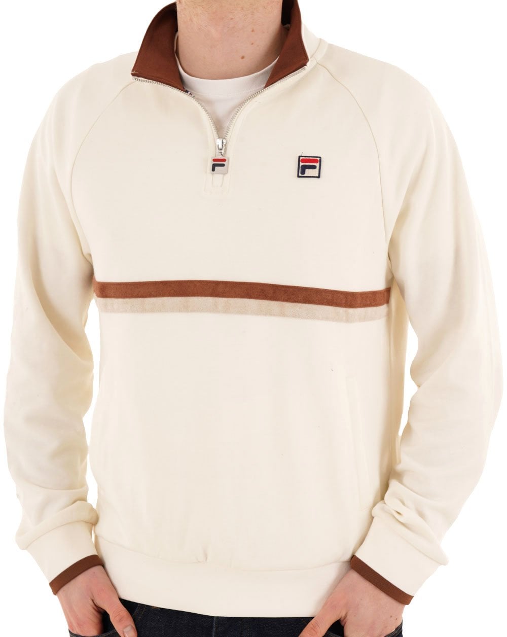 Fila Vintage Rolando 1/4 Zip Sweatshirt Gardenia