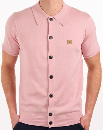 Gabicci Vintage Polo-Strickpolo mit durchgehender Knopfleiste in Bonbonrosa