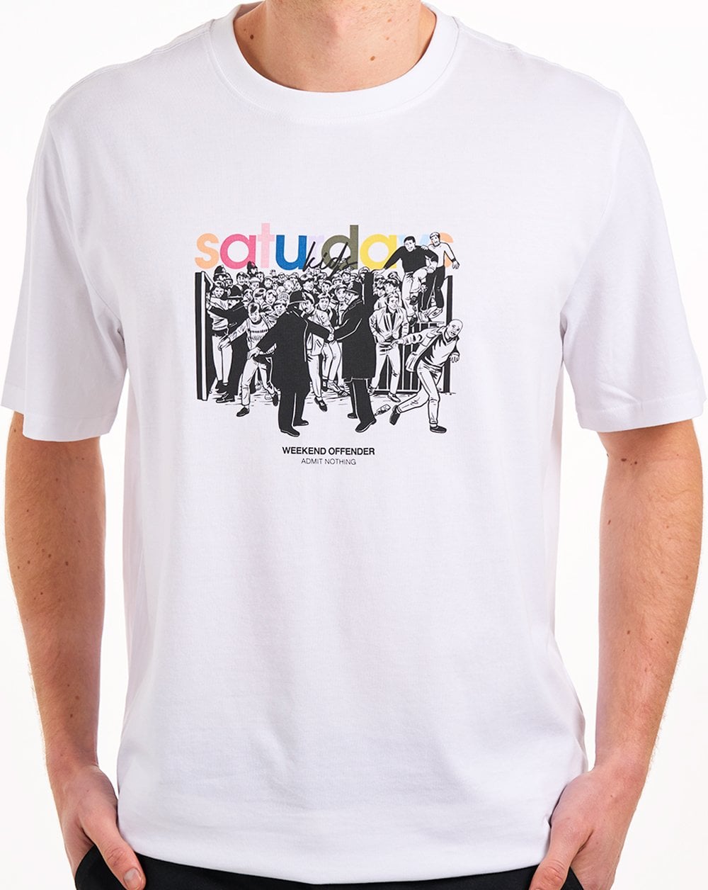 Weekend Offender Saturdays Kinder-T-Shirt mit Grafikaufdruck, Weiß