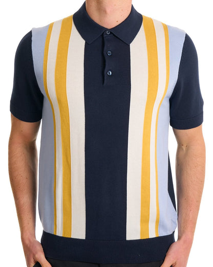 Ben Sherman Polohemd mit vertikalen Streifen, Dunkelblau