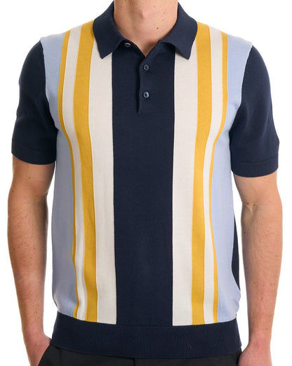 Ben Sherman Polohemd mit vertikalen Streifen, Dunkelblau