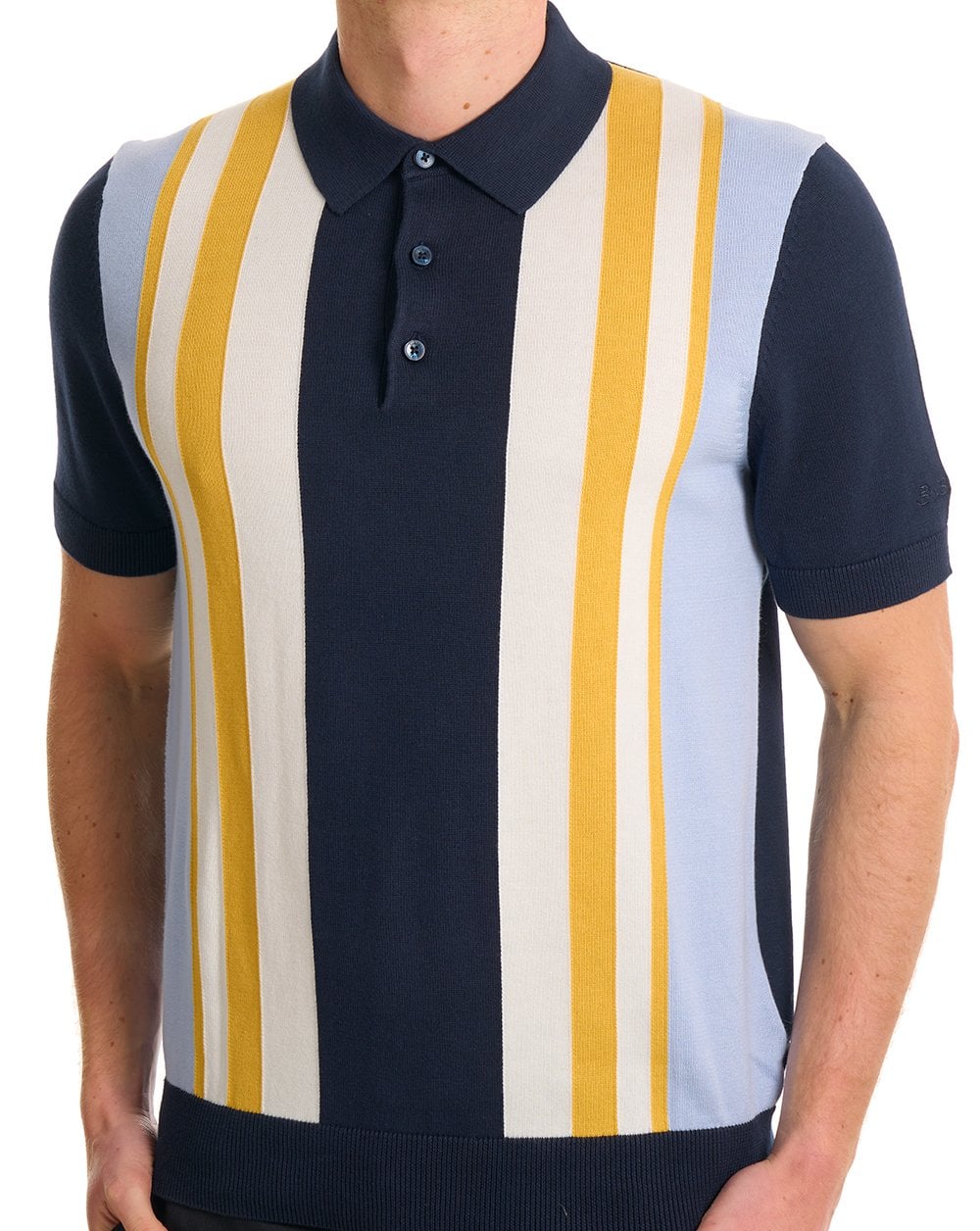 Ben Sherman Polohemd mit vertikalen Streifen, Dunkelblau
