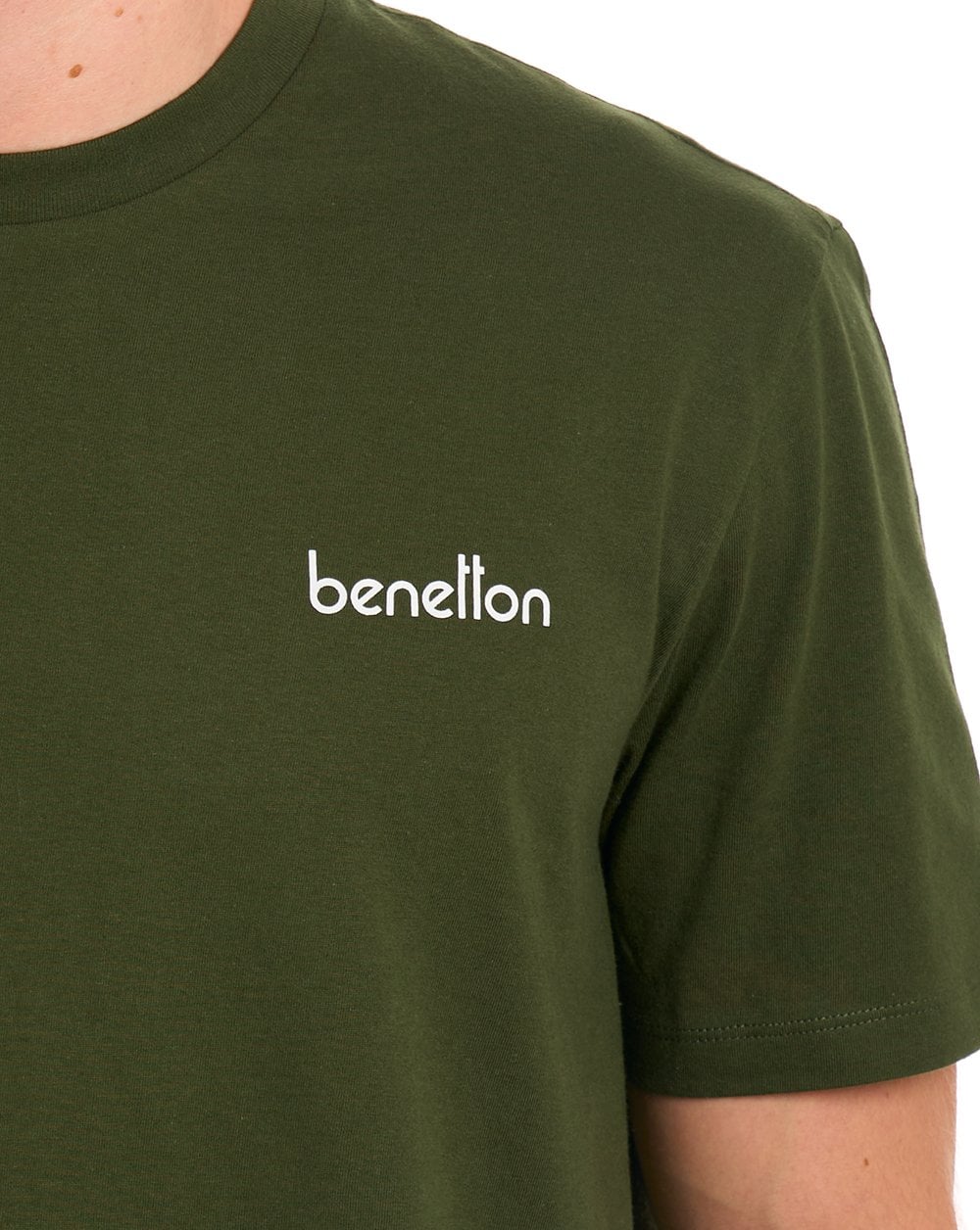 Benetton T-Shirt mit kleinem Logo-Print, Dunkelkhaki