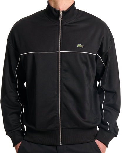 Lacoste Trainingsjacke mit Reißverschluss, Piqué, Schwarz
