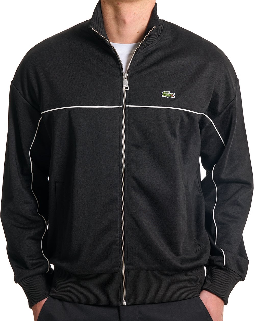 Lacoste Trainingsjacke mit Reißverschluss, Piqué, Schwarz