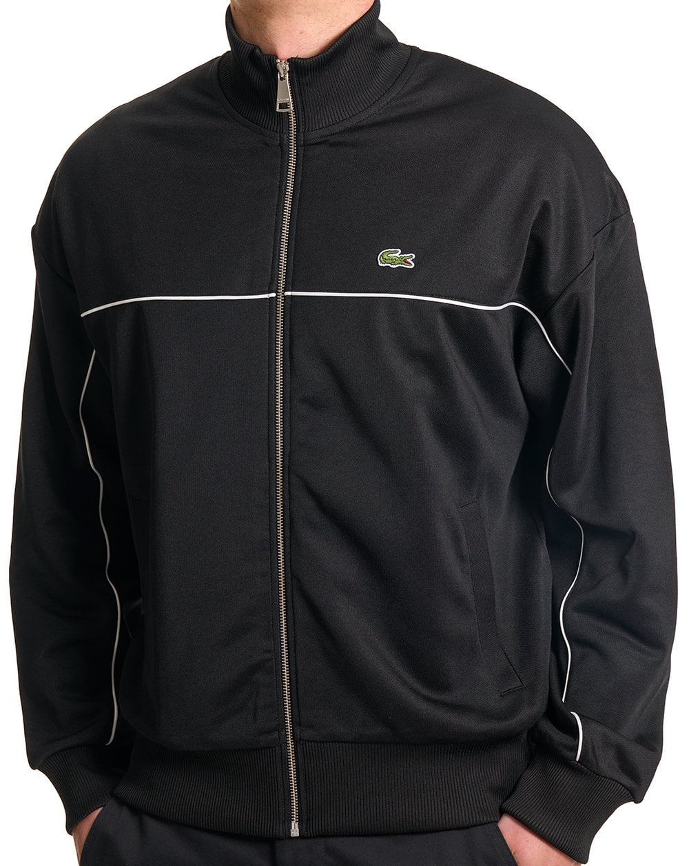 Lacoste Trainingsjacke mit Reißverschluss, Piqué, Schwarz