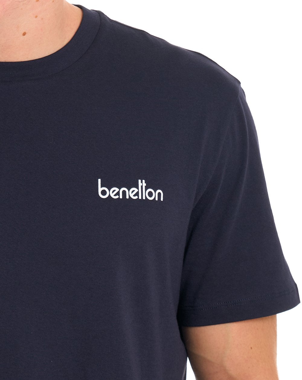 Benetton T-Shirt mit kleinem Logo-Print, Marineblau