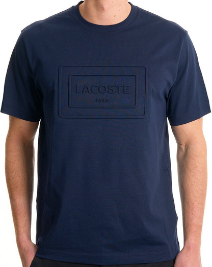 Lacoste T-Shirt mit geprägtem Logo, Marineblau