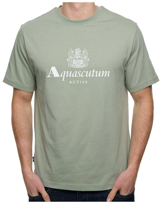 Aquascutum T-Shirt mit großem Logo, Salvia