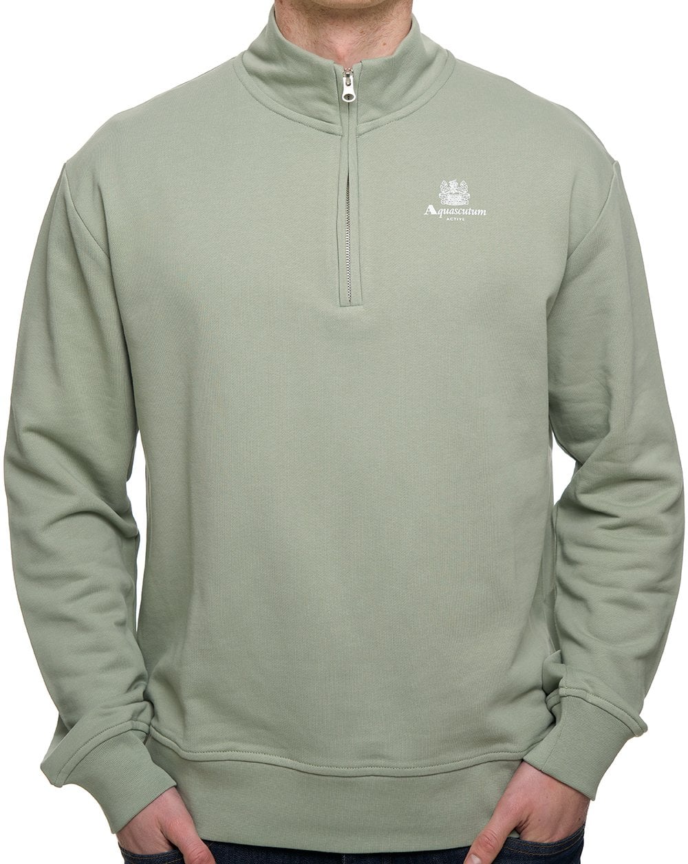 Aquascutum Half Zip Mock Neck Salvia