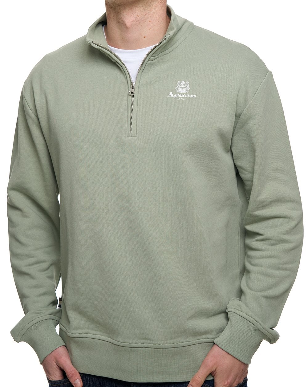 Aquascutum Half Zip Mock Neck Salvia