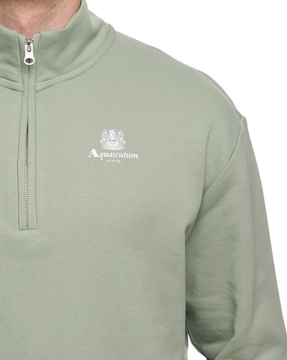 Aquascutum Half Zip Mock Neck Salvia