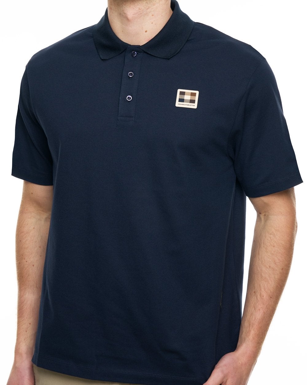 Aquascutum Pique Badge Polo Navy